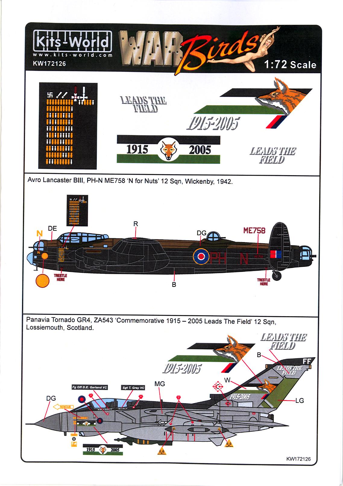 Kits World Decals 1/72 AVRO LANCASTER & PANAVIA TORNADO Commemorative Schemes eBay